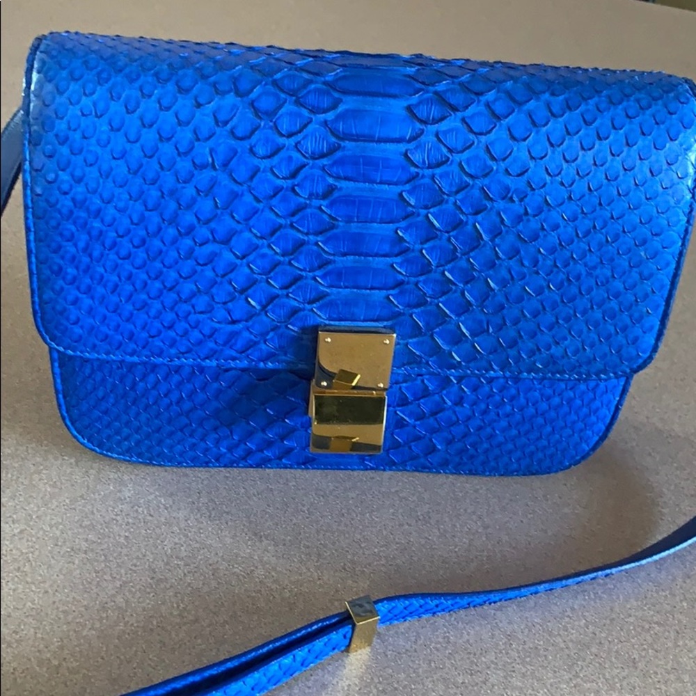 Celine Blue Python Medium Classic Box Bag - image 1